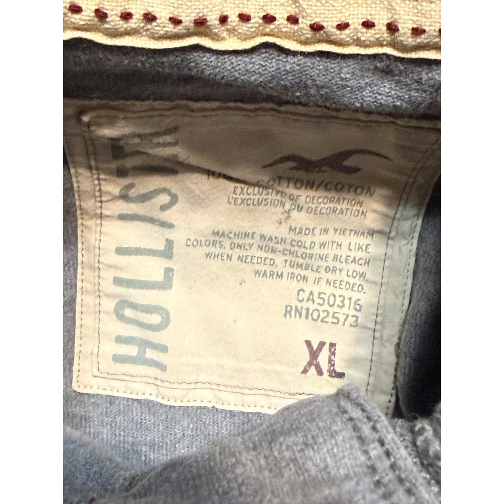 Hollister Shirts Mens Size XL Gray Sweatshirt Quarter Button Mock Neck Logo - Picture 6 of 9